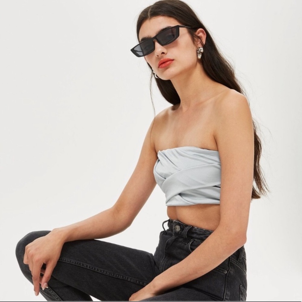 TOPSHOP Silver Bandeau Top